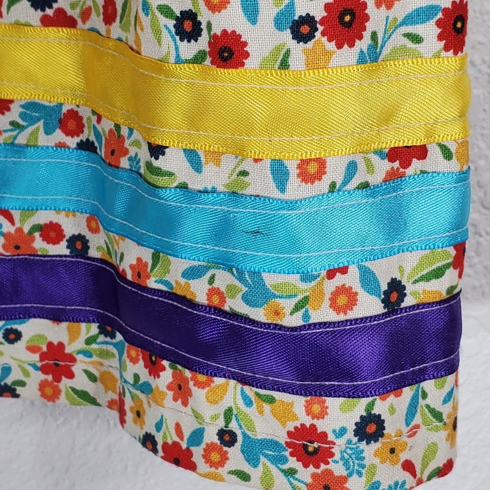 Native American Floral Print Ribbon Dance Skirt Handmade Girls W21 L19 *READ* - Picture 5 of 8